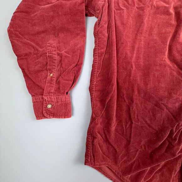 Vintage John Ashford Corduroy Button Up Mens Medium Maroon Classic Boho - Picture 3 of 6